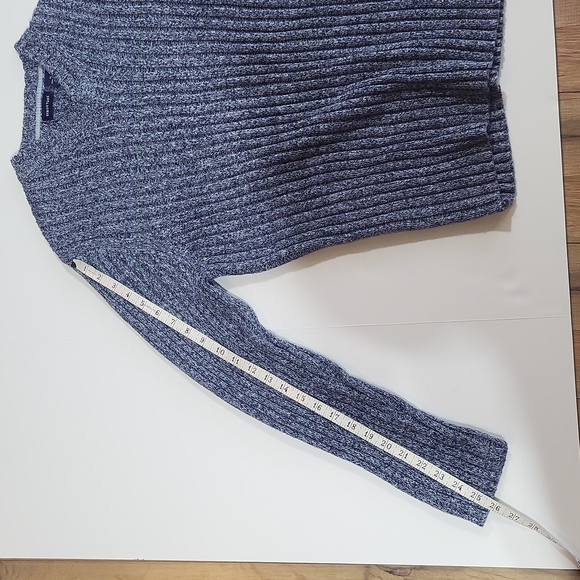 VINTAGE STRUCTURE 100% Cotton 2 Tone Blue V-Neck Sweater - Picture 5 of 7